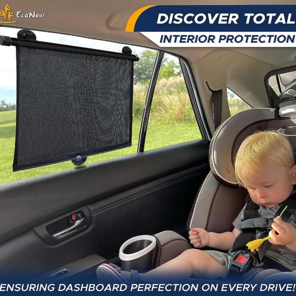 Car Side Window Sun Shade/Retractable Car Roller Sunshade (2 Pack) (15"x17") - Picture 7 of 7